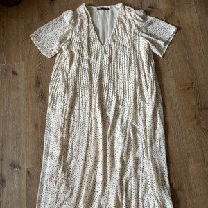 ZARA Dotted Pleated Midi Dress Size S